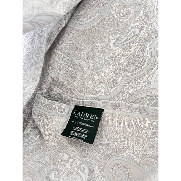 RALPH LAUREN Queen Flat Sheet Coral Beach 100% Cotton Paisley Taupe PRISTINE - Picture 6 of 16